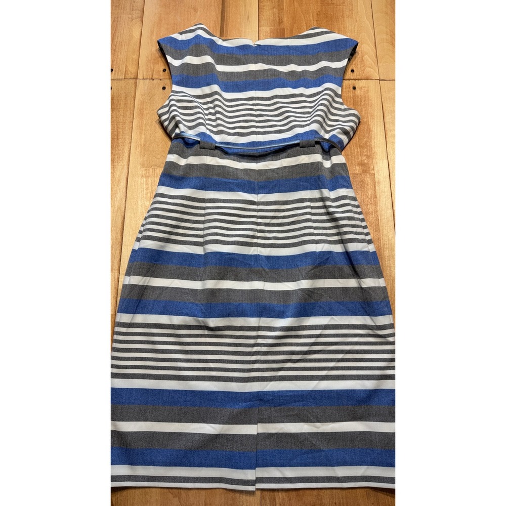 Calvin Klein Womens Blue Grey Striped Belted Sheath Dress Size 14 Sleeveless - Picture 5 of 8
